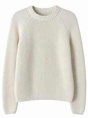 Jenni Kayne Fisherman Cotton Sweater Ivory Knit Crewneck Small